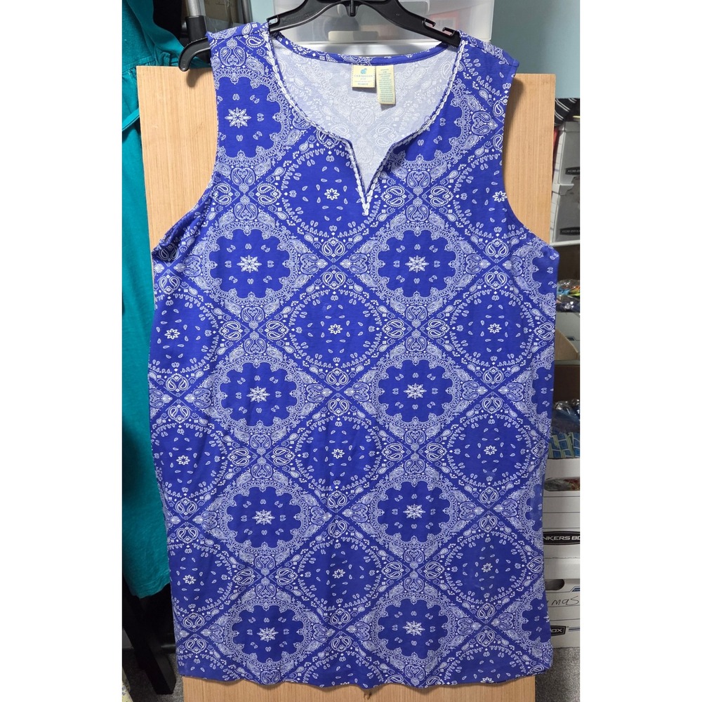 Caribbean Joe Sz 2X Ladies Bandana Paisley Print Sleeveless Midi Dress‎